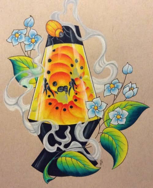 colored pencil by Starr, larva lamp